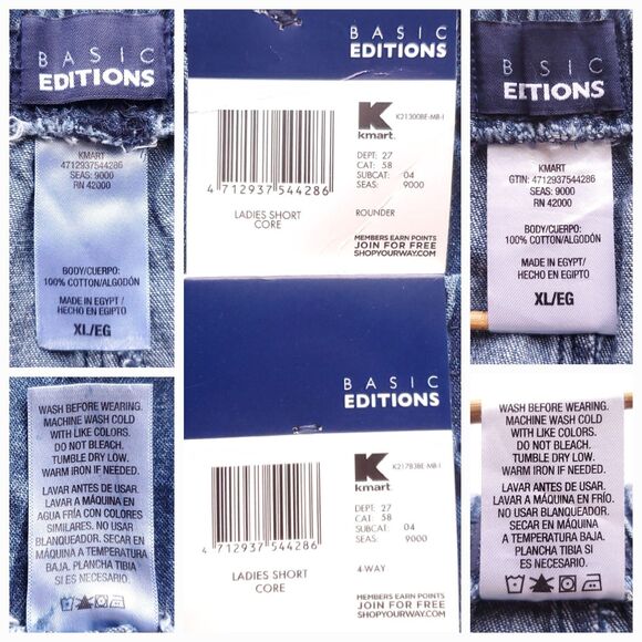 Basic Edition Jean Shorts Womens XL Lot of 2 Blue Denim Pockets Elastic Waist - Picture 6 of 9